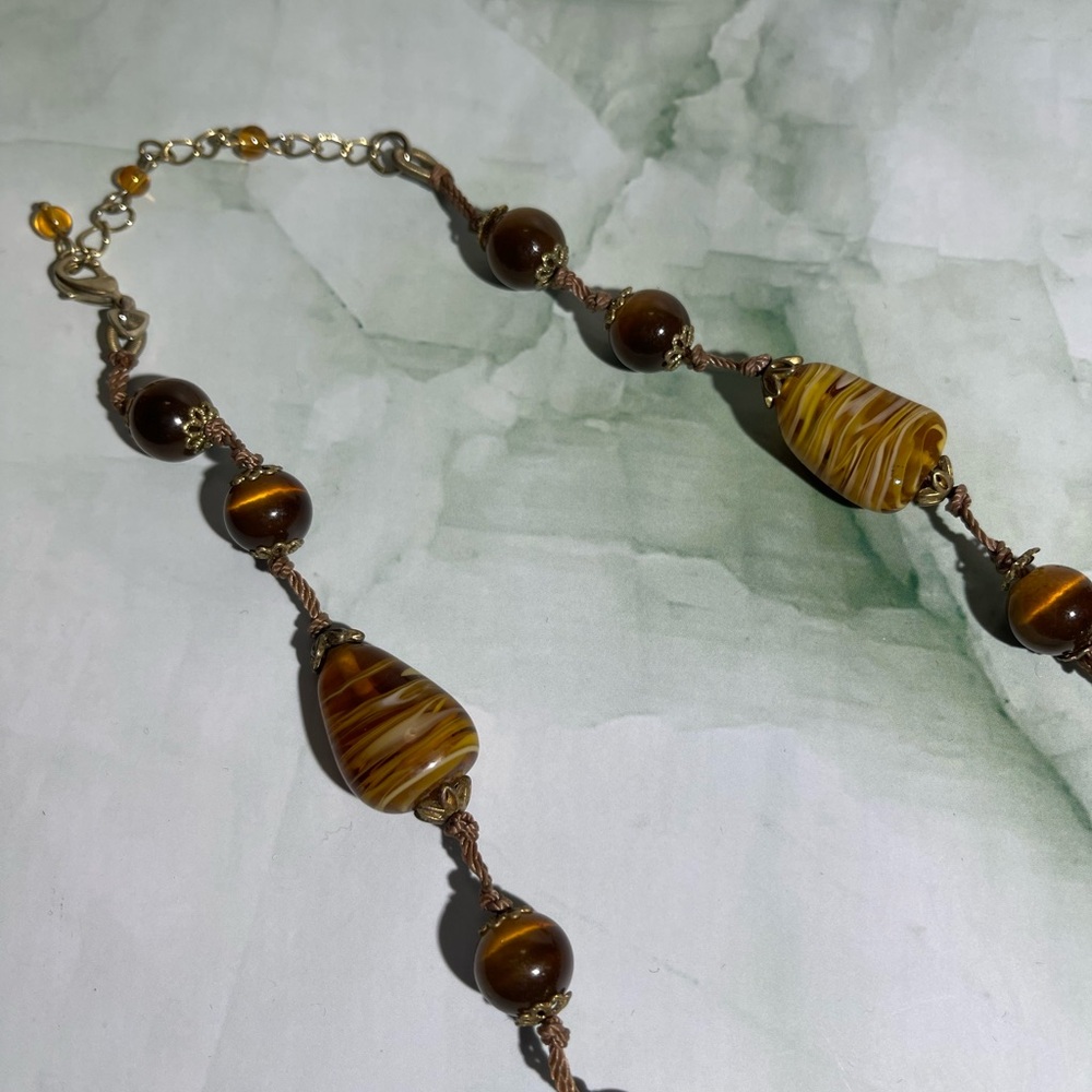VINTAGE GLASS STONE NECKLACE - Picture 3 of 13